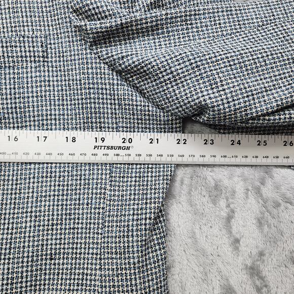 Travelsmith Sport Coat Mens 42L Black White Blue Silk Tweed Houndstooth Blazer - Picture 9 of 13